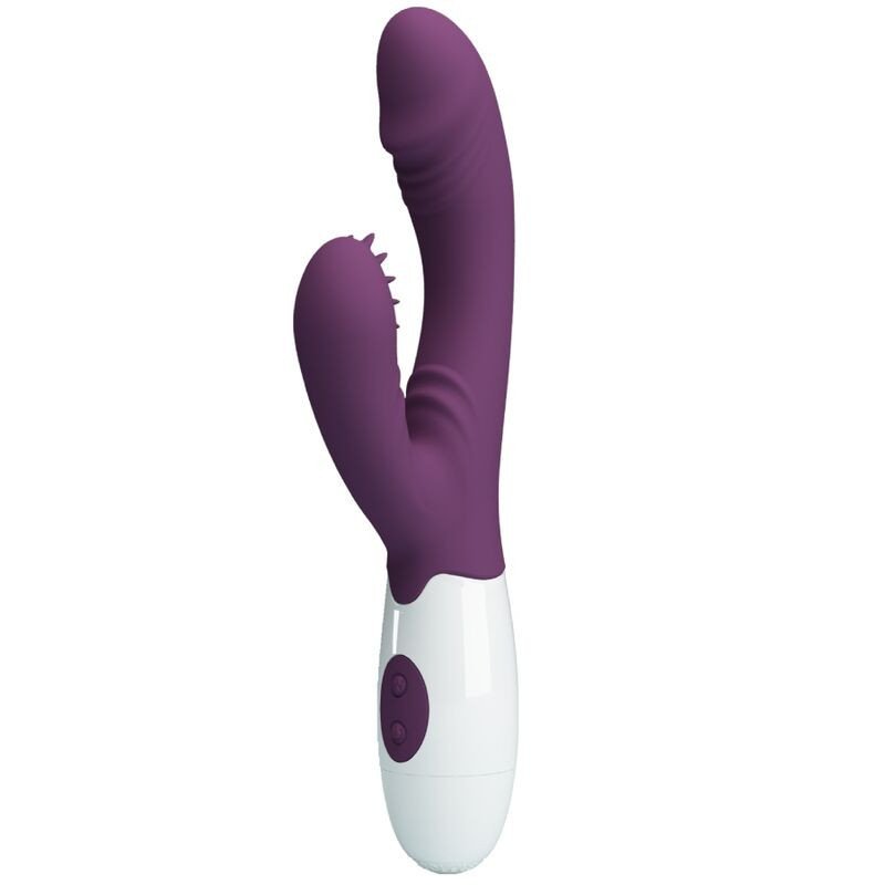 PRETTY LOVE - VIBRADOR DE CONEJO BESO DE MARIPOSA Y ESTIMULADOR DEL PUNTO G MORADO