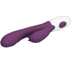 PRETTY LOVE - VIBRADOR DE CONEJO BESO DE MARIPOSA Y ESTIMULADOR DEL PUNTO G MORADO