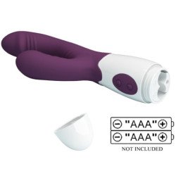 PRETTY LOVE - VIBRADOR DE CONEJO BESO DE MARIPOSA Y ESTIMULADOR DEL PUNTO G MORADO