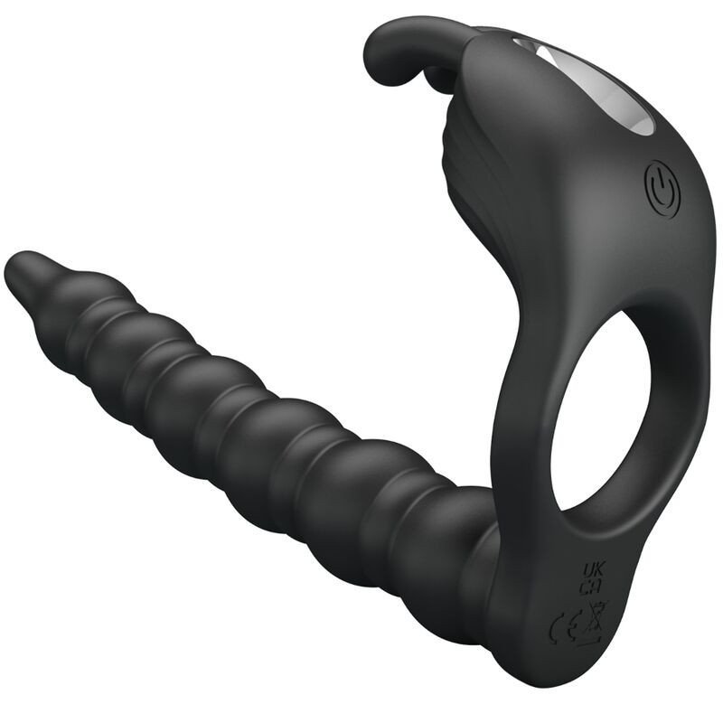 PRETTY LOVE - ANILLO PARA PENE BLACKNEY CON TAPÓN VIBRADOR NEGRO