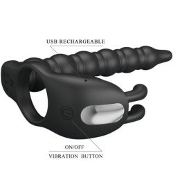 PRETTY LOVE - ANILLO PARA PENE BLACKNEY CON TAPÓN VIBRADOR NEGRO