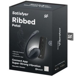 SATISFACTOR - ESTIMULADOR DE PUNTO G CON PÉTALOS ACANALADOS, CONTROL REMOTO, NEGRO, APLICACIÓN GRATUITA