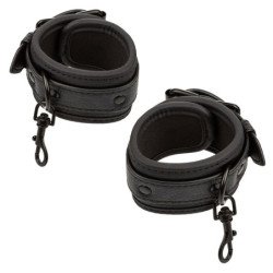 CALEXOTICS - SUJETADORES DE CAMA NOCTURNOS DE CUERO AJUSTABLES NEGROS