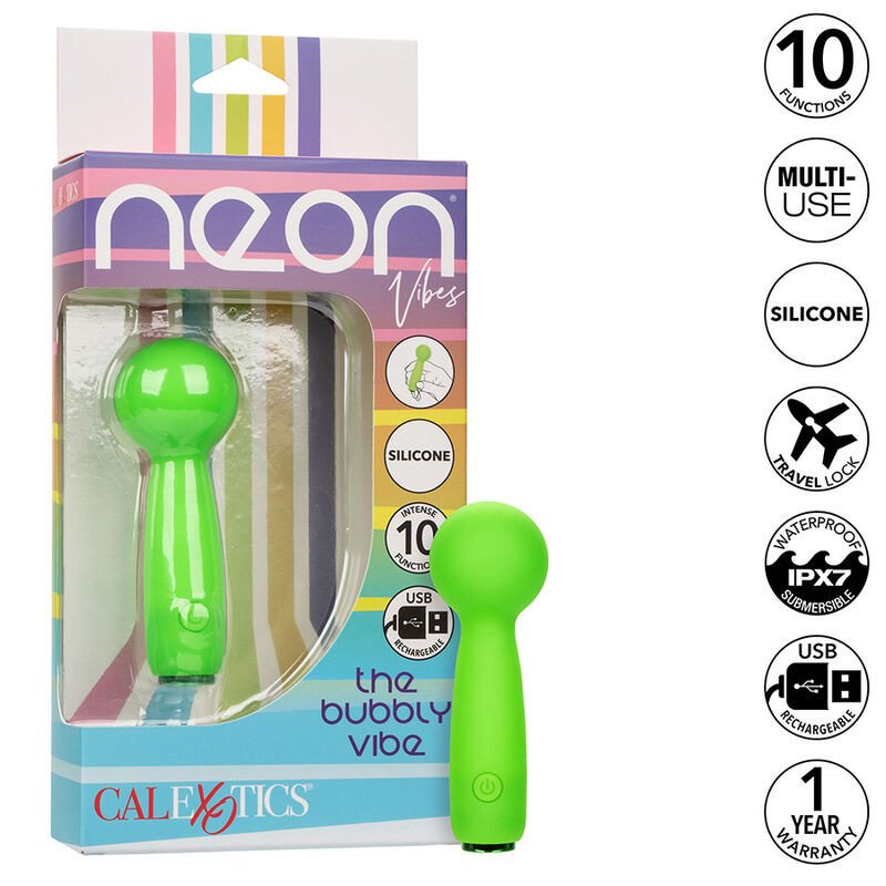 CALEXOTICS - NEON VIBES MINIMASAJEADOR BUBBLY VIBE 10 VIBRACIONES VERDE
