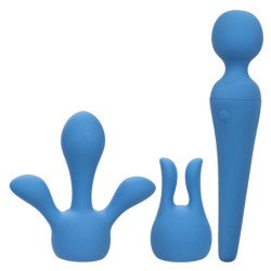 CALEXOTICS - KIT DE ALTA CALIDAD VIBRADORA VARITA 10 VIBRACIONES AZUL