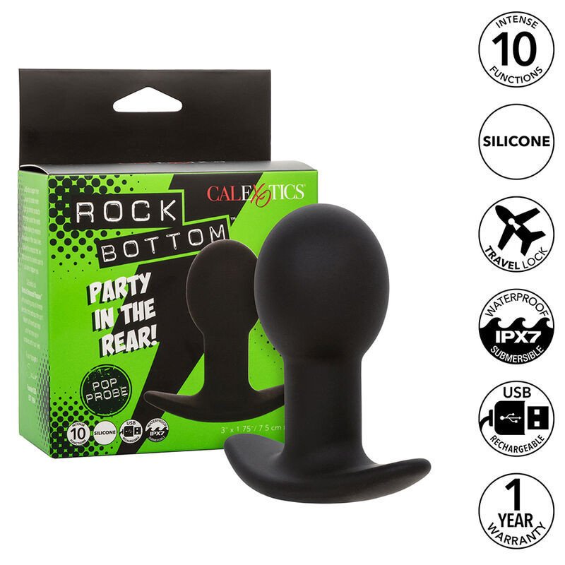 CALEXOTICS - TAPÓN ANAL ROCK BOTTOM 10 VIBRACIONES SILICONA NEGRA