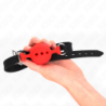 KINK - Mordaza de silicona completa de 55 x 2 cm con bola de 4,5 cm, talla M, color rojo, ajustable de 35 a 51 cm.