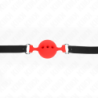KINK - Mordaza de silicona completa de 55 x 2 cm con bola de 4,5 cm, talla M, color rojo, ajustable de 35 a 51 cm.