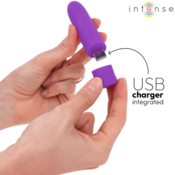 INTENSO - SYMONE VIBRADOR RECARGABLE POR USB, 8 VIBRACIONES, MORADO, 10 X 2,2 CM