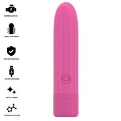INTENSO - SYMONE VIBRADOR RECARGABLE POR USB, 8 VIBRACIONES, ROSA, 10 X 2,2 CM
