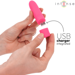 INTENSO - SYMONE VIBRADOR RECARGABLE POR USB, 8 VIBRACIONES, ROSA, 10 X 2,2 CM