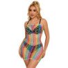 SUBBLIME - 952365 VESTIDO DE RED CON HOMBROS DESNUDOS ARCOÍRIS TALLA ÚNICA