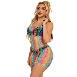 SUBBLIME - 952365 VESTIDO DE RED CON HOMBROS DESNUDOS ARCOÍRIS TALLA ÚNICA