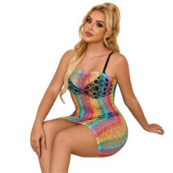 SUBBLIME - 952365 VESTIDO DE RED CON HOMBROS DESNUDOS ARCOÍRIS TALLA ÚNICA