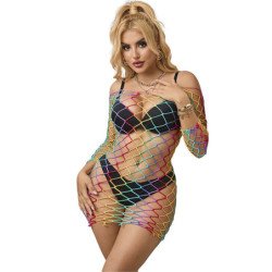 SUBBLIME - 952426 VESTIDO DE RED DE MANGA LARGA ARCOÍRIS TALLA ÚNICA