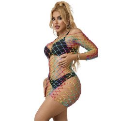 SUBBLIME - 952426 VESTIDO DE RED DE MANGA LARGA ARCOÍRIS TALLA ÚNICA