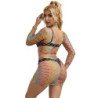 SUBBLIME - 952440 BODYSTOCKING DE REJILLA 2 PIEZAS MANGA LARGA ARCOIRIS TALLA ÚNICA