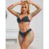 SUBBLIME - 952440 BODYSTOCKING DE REJILLA 2 PIEZAS MANGA LARGA ARCOIRIS TALLA ÚNICA