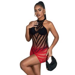 SUBBLIME - 952242 VESTIDO DE RED ELÁSTICA DEGRADADA ROJA Y NEGRA TALLA ÚNICA