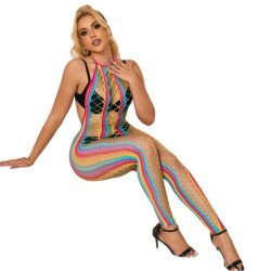 SUBBLIME - 952358 BODY STOCK DE MALLA ARCOÍRIS CON CUELLO HALTER XS/M