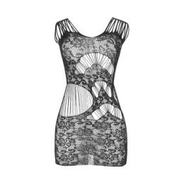 SUBBLIME - 951771 VESTIDO LARGO CON ESPALDA DESNUDA Y MALLA NEGRO TALLA ÚNICA
