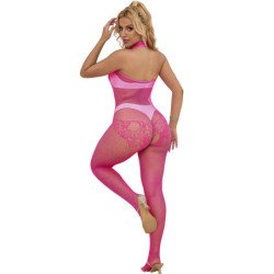 SUBBLIME - 952389 BODY SIN ENTREPIERNA DE RED Y ENCAJE CON CUELLO ALTO ROSA TALLA ÚNICA