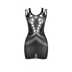 SUBBLIME - 952198 BODYSTOCKING DE REJILLA CON DIAMANTES BRILLANTES NEGRO TALLA ÚNICA