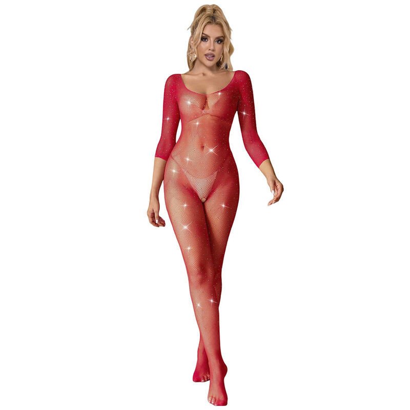 SUBBLIME - 952419 BODY DE RED CON DIAMANTES, MANGA LARGA, ROJO, XS/M