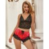 SUBBLIME - 953966 CAMISÓN INFORMAL DE SEDA + PANTALÓN ENCAJE NEGRO/ROJO L/XL