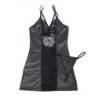 SUBBLIME - 954161 VESTIDO + TANGA DE CUERO NEGRO S/M