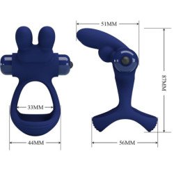 PRETTY LOVE - ANILLO VIBRATORIO DOBLE FRANCISCO AZUL CONEJO