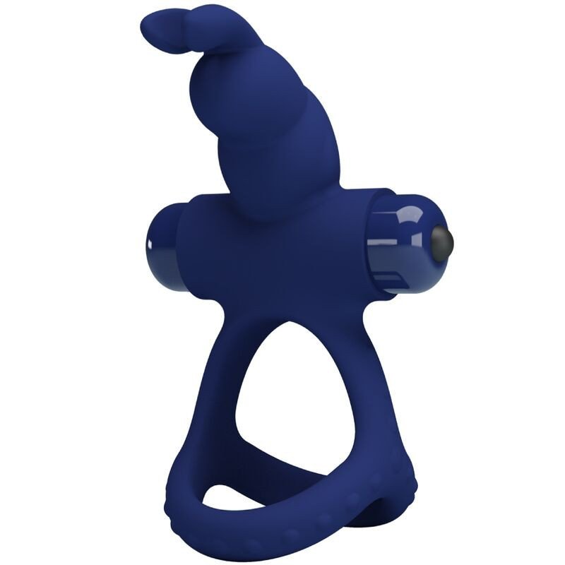 PRETTY LOVE - ANILLO VIBRATORIO DOBLE LUCHITO AZUL CONEJO