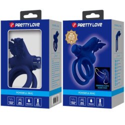 PRETTY LOVE - JAMELE ANILLO DOBLE CON VIBRACIÓN Y ESTIMULADOR DE MARIPOSA AZUL