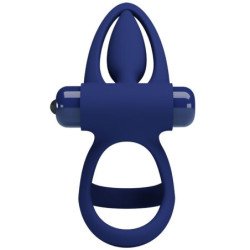PRETTY LOVE - ANILLO DOBLE CON VIBRACIÓN Y ESTIMULADOR AZUL