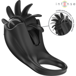 INTENSO - ANILLO VIBRATORIO MABEL 10 VIBRACIONES CON ESTIMULADOR DE CLÍTORIS NEGRO