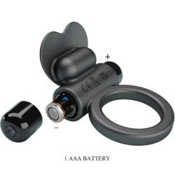 PRETTY LOVE - ANILLO VIBRADOR DEBONAIRE CONEJO 10 VIBRACIONES NEGRO