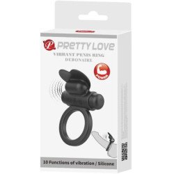 PRETTY LOVE - ANILLO VIBRADOR DEBONAIRE CONEJO 10 VIBRACIONES NEGRO