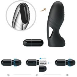 PRETTY LOVE - VIBRADOR DE DEDO DE SILICONA ALAN NEGRO