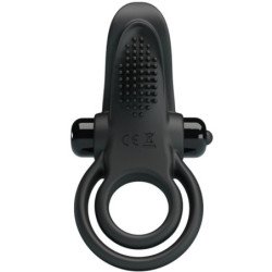 PRETTY LOVE - ANILLO VIBRADOR DOBLE + ESTIMULADOR DE CLÍTORIS 10 VIBRACIONES NEGRO