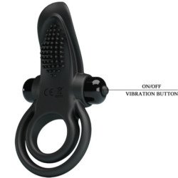 PRETTY LOVE - ANILLO VIBRADOR DOBLE + ESTIMULADOR DE CLÍTORIS 10 VIBRACIONES NEGRO