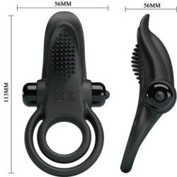PRETTY LOVE - ANILLO VIBRADOR DOBLE + ESTIMULADOR DE CLÍTORIS 10 VIBRACIONES NEGRO