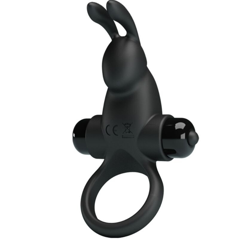 PRETTY LOVE - ANILLO VIBRATORIO + ESTIMULADOR DE CLÍTORIS CONEJO 10 VIBRACIONES NEGRO