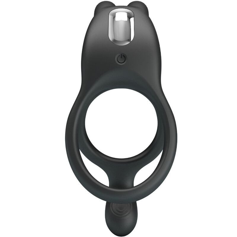 PRETTY LOVE - ANILLO VIBRADOR DOBLE SETH RABBIT 7 VIBRACIONES NEGRO