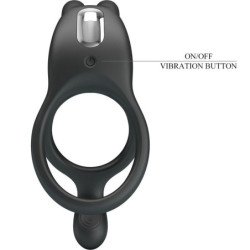PRETTY LOVE - ANILLO VIBRADOR DOBLE SETH RABBIT 7 VIBRACIONES NEGRO