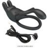 PRETTY LOVE - ANILLO VIBRADOR DOBLE SETH RABBIT 7 VIBRACIONES NEGRO