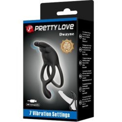 PRETTY LOVE - ANILLO VIBRADOR DOBLE SETH RABBIT 7 VIBRACIONES NEGRO