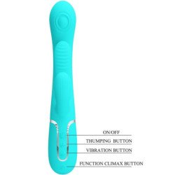 PRETTY LOVE - SHANIA VIBRADOR MULTIFUNCIÓN TRIPLE CONEJO 3 EN 1 AZUL