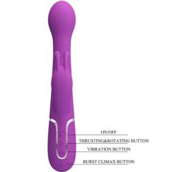 PRETTY LOVE - VIBRADOR MULTIFUNCIÓN DEJON 3 EN 1 CON FORMA DE CONEJO, COLOR MORADO