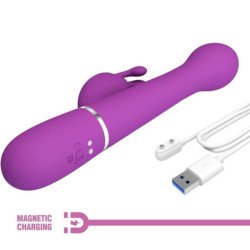 PRETTY LOVE - VIBRADOR MULTIFUNCIÓN DEJON 3 EN 1 CON FORMA DE CONEJO, COLOR MORADO