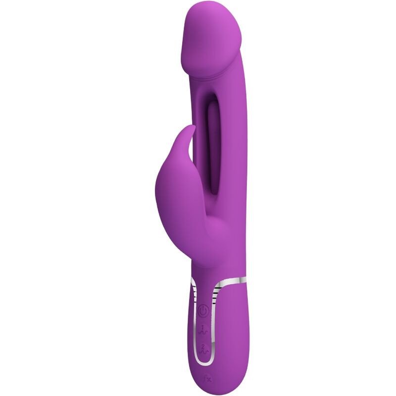 PRETTY LOVE - VIBRADOR MULTIFUNCIÓN KAMPAS 3 EN 1 CON FORMA DE CONEJO, COLOR MORADO